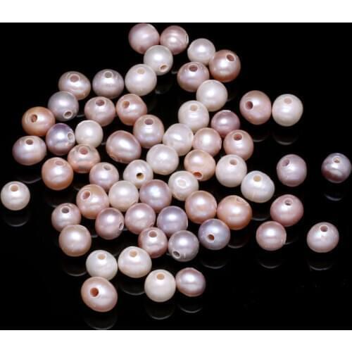 Natural freshwater pearl spherical semi-hole loose beads for jewelry making DIY earring accessories