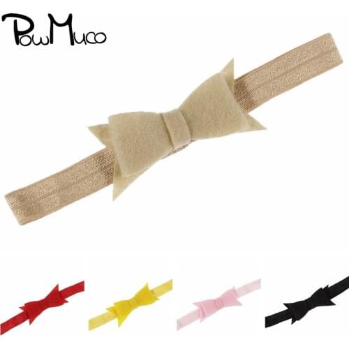 Powmuco 10pcs/lot Double Layers Felt Cloth Bowknot Baby Girls Elastic Headband DIY Handmade Dovetail Bows Hairband Kids Headwear