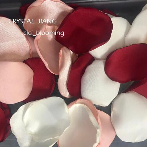 Mixed Color Petals For Weddings Dark Red Beige Peach Flower Girl Rose Petal 100 pieces /Lot