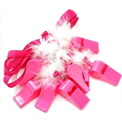Pink Fluffy feather whistle blowing fun whistle necklace hen party night do accessory stage funny joke noise maker Cheer props