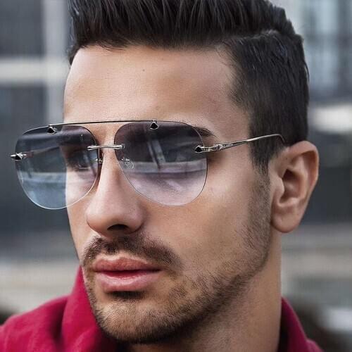 2020 NEW Fashion frameless toad pilot men sunglasses women luxury trend big frame brand sunglasses UV400 Oculos De Sol