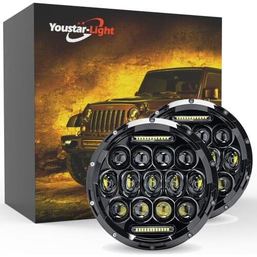 Youstar 75W Cree LED Headlight DRL Hi/Lo Beam For 1997-2020 Jeep Wrangler JK/TJ/LJ/JL & Gladiator JT