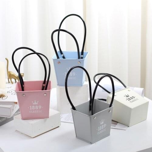 Flower Vase Iron Pot Plant Basket With Handle Home Garden Office Decoration Grow Box Flower Seedling Pots For Flowers Packaging