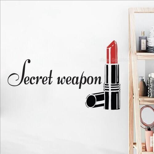 Wake Up and Makeup Vinyl Wall Stickers Girls Bathroom Mirror Vanity Decal Waterproof Lipstick Mascara Decals Beauty Salon LL2275