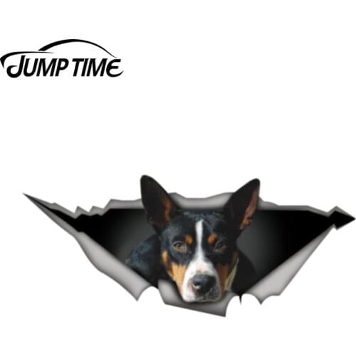 Jump Time 13cm x 5.1cm Rat terrier car sticker Laptop Decal 3D Pet Graphic Vinyl Decal Car Window Bumper Car Stickers