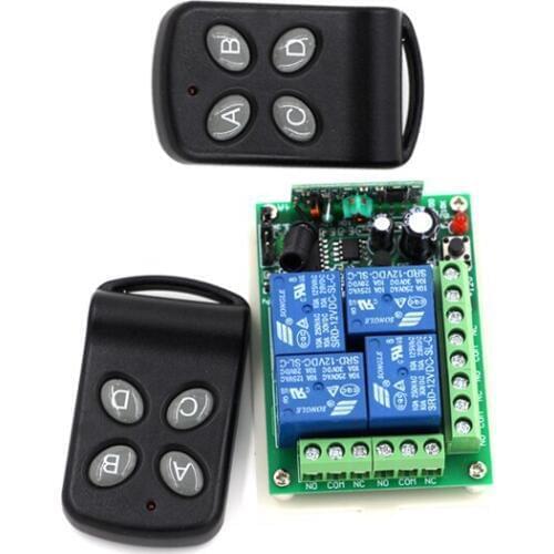 High Sensitivity DC24V 4 Channel RF Wireless Remote Control Relay Switch/Radio System Receiver & 2Transmitter 315Mhz/433Mhz