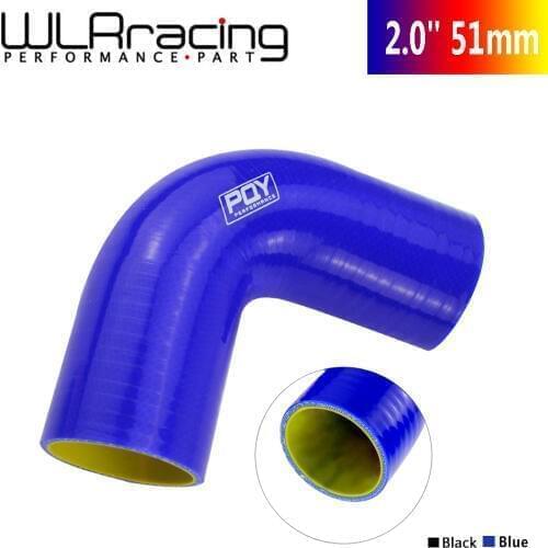 WLR RACING- 2.0" 51mm 90 Degree Elbow Silicone Hose Pipe Turbo Intake BLACK BLUE WLR-SH9020-QY