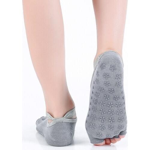 1 Pair Women High Quality Pilates Socks Anti-Slip Breathable Backless Yoga Socks Ankle Ladies Dance Sports Socks for Fitness Gym