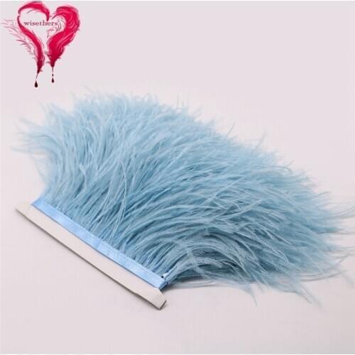 1 Meter Soft Fluffy Dyed Colorful Natural Ostrich Feather Satin Ribbon Trims Fringe Clothing Sewing Decoration Width 10-15 CM