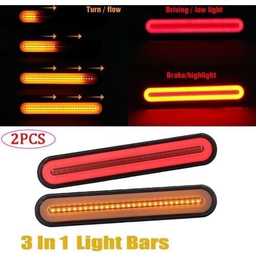 1Pc LED Flowing Trailer Truck Brake Light Waterproof Neon Halo Ring Tail & Brake Stop Turn Sequential Signal Lamp