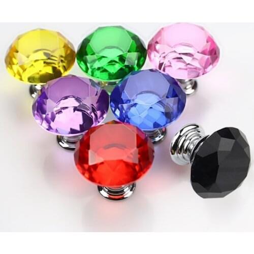 ETUUD 10Pcs Crystal Glass Door Knob 30mm Drawer Cabinet Furniture Pulls Handles Diamond Drawer Pull Knob Handle Home Decor