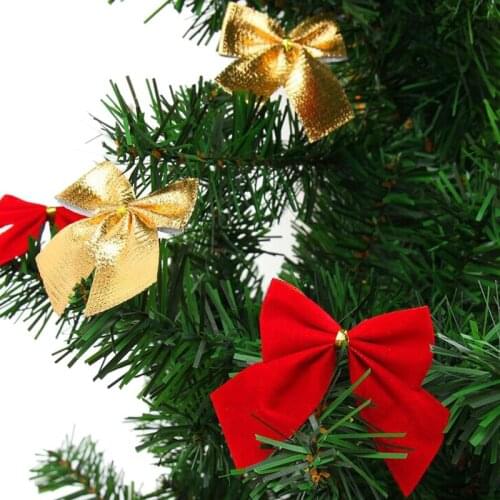 12Pcs Christmas Tree Ornaments Xmas Bowknot Tree Hanging Decoration GOLD/BLUE For Choice 2020