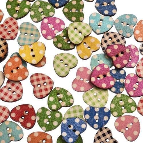250pcs Wood Buttons Spots Gingham Flower Heart Stripe Cute XMAS Christmas Decor Sewing Scrapbook DIY Craft Wooden Buttons