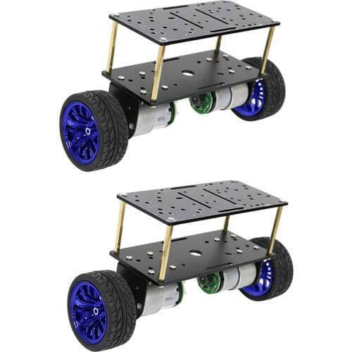 2xDouble-deck 2 W Robot Car Chassis DIY Kits Intelligent Engine Blue