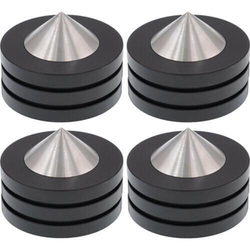 4PCS AUDIO FEET 49x36mm 304 Stainless Steel Graphite Speaker Cabine Amplifier Turntable CD Player Radio DAC Isolation Spike Base