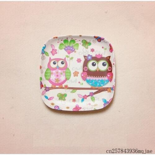 50 Pcs Square Plates Bamboo Fiber Food Tray Mini Snack Dish Fruit Environmentally Flat Plate Dinnerware