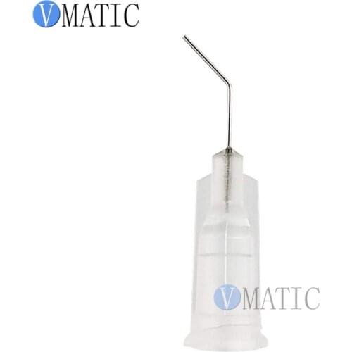 Free Shipping 100Pcs 27G Clear Color 0.5" 45 Degree Bent Quality Dispensing Syringe Needle Tips 1/2 Inch