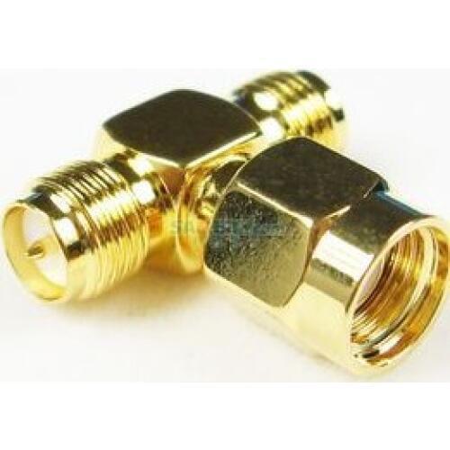 Free shipping 50 Pcs RP-SMA Male to Dual 2 RP-SMA Female triple T Adapter Connector good prouct