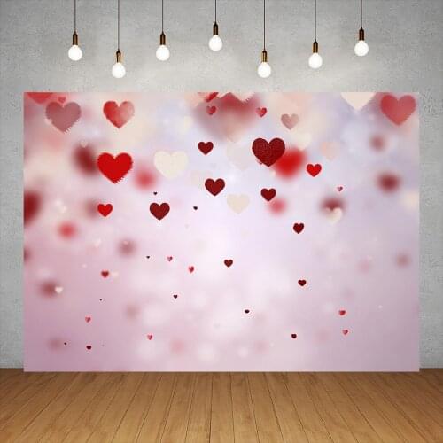 Bokeh Wall Red Heart Photo Backdrops Photo Studio Vinyl Background Photography Props for Children Love Valentines Photobooth