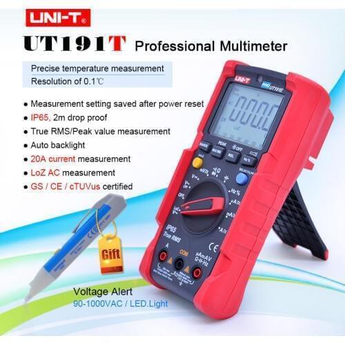 UNI-T UT191T True RMS Digital Multimeter Display Count 6000 DC/AC Voltage Current Resistance Capacitance Frequency Temperature