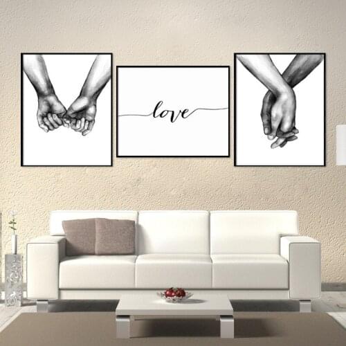 Back White Style Sweet Love Canvas Painting Wall Art Poster Minimalist Print LOVE Quotes Painting Picture for Living Room Decor