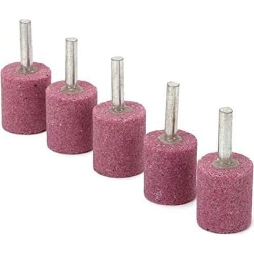 20Pcs 1/4 Inch Shank Cylindrical Red Corundum Grinding Heads Abrasive Mounted Stone Grinding Wheel Head Rotary Tools Retail