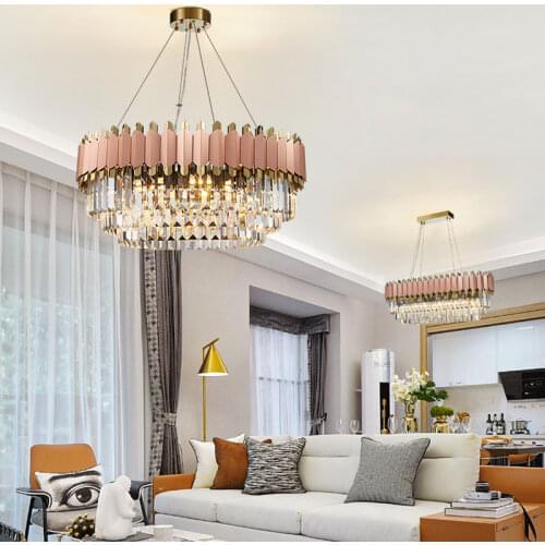 Crystal Chandelier Luxury Modern Gold Round Led Lighting Fixtures for Living Dining Room Bedroom Home Interior
