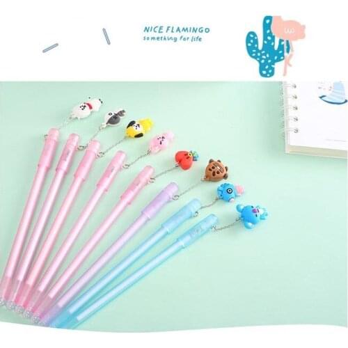 Kawaii Chain Pendant Cartoon Gel Pen Gift 0.5mm Black Ink for School Stationery Office Writing Pens Novelty Pen kids gift