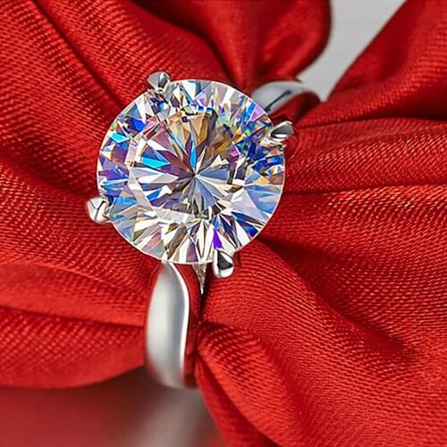 18K Au750 White Gold Women Ring Moissanite Diamonds 1 2 3 4 5 Carat Round Classic Wedding Party Engagement Anniversary Ring