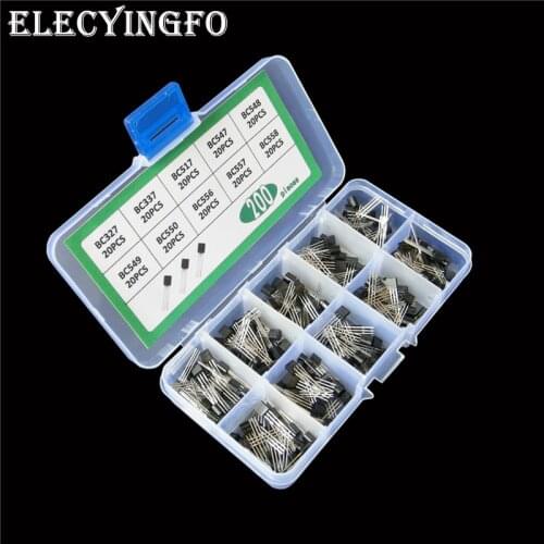 10 Values 200pcs Transistor Box Kit TO-92 BC337 BC327 BC517 BC550 BC547 BC548 BC549 BC556 BC557 BC558