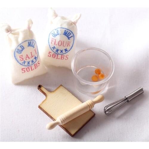 Hot sale Doll House DIY Hut Doll House Mini Food Accessories Model Two Bags Flour Rolling Pin Toy Dongzhur Dollhouse Miniatures