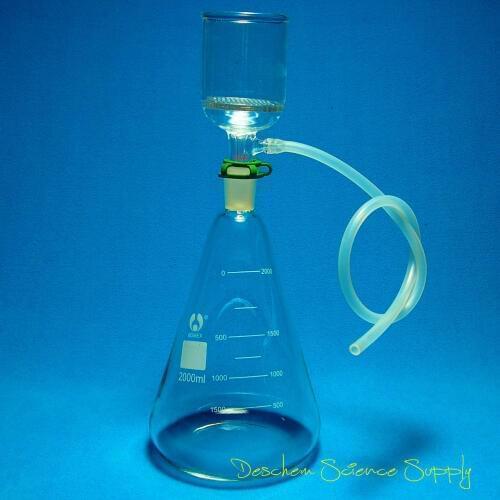 2000ml,24/40,Lab Suction Filtration Kit,70mm 350ml Buchner Funnel,2 Litre Erlenmeyer Flask