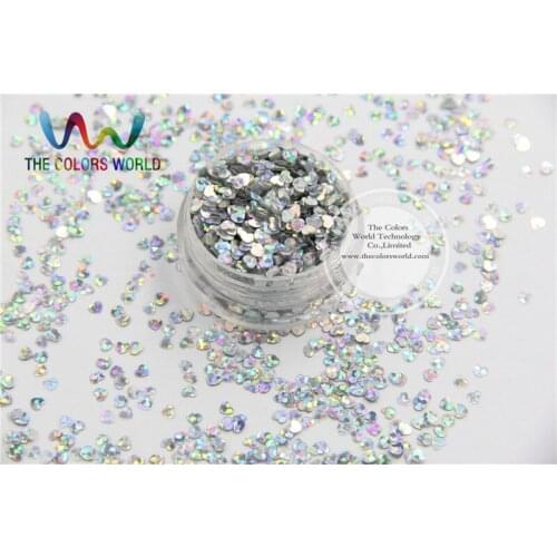 SSX3-3 Sequins Heart shape Laser Silver Color Love accessory for nail Art or DIY deco