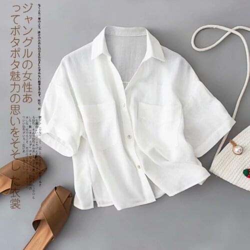 2020 Summer Women Blouse Linen Thin Tops Women Blouse