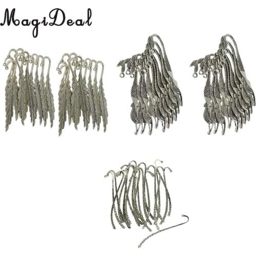 MagiDeal 60pcs Tibetan Silver Beading Feather Mermaid Line Beads Finding Bookmark Loop DIY Making Book Marker