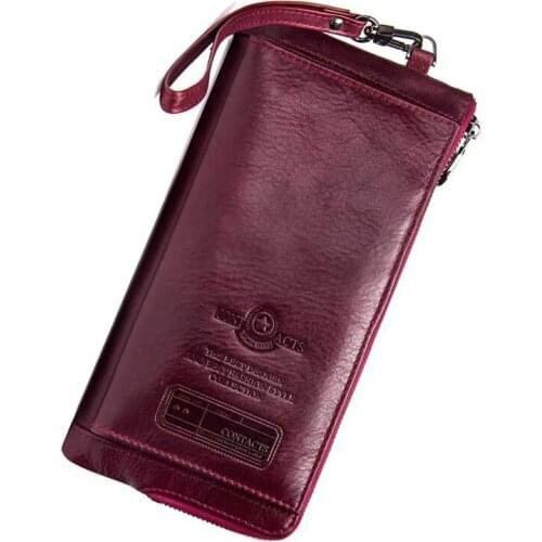 Fashion New Woman Wallet Clutch Genuine Leather Brand Rfid Wallet Female Organizer Cell Phone Clutch Bag Long Coin Purse