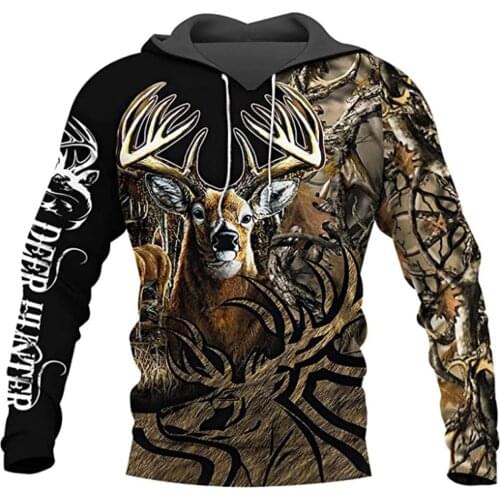 Hunting Deer 3D Printed Mens Hoodies Harajuku Streetwear Autumn Hooded Sweatshirt Unisex Casual Jacket Tracksuits TD33445569