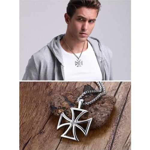 Cross pendant necklaces for men stainless steel The knight Templar punk jewelry accessory birthday party gift for men boys