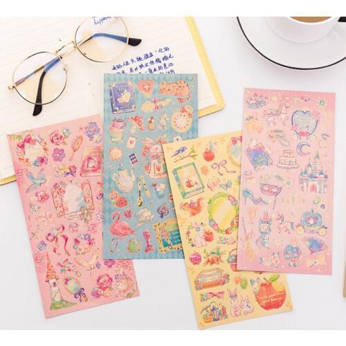 1sheet/pack Fairytale world princess flower decoration hot stamping sticker Creative Handbook Diary DIY Decorative Sticker