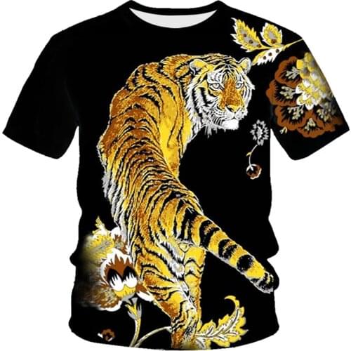 2020 New mens T-shirt 3D printed animal domineering three-dimensional tiger T-shirt short sleeve funny design casual tops
