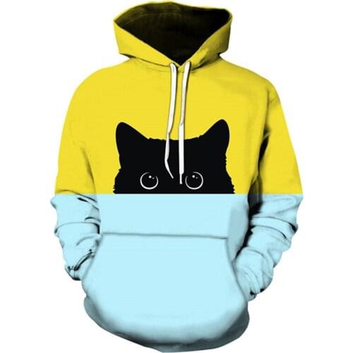 2021 New Mens Fashion Hot Style Couple Hoodie Funny Cat Pattern Trendy Sweater 3D Digital Printing Casual Loose Pullover