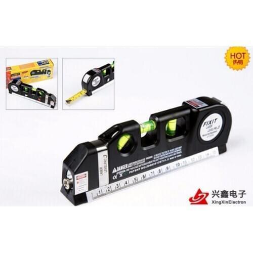 Wholesale 100pcs/lot Multifunctional DIY Laser Guide Leveler Straight Project Line Measuring Level Tools Rulers batteries incld