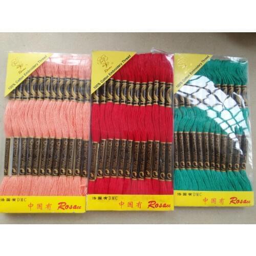 Excellent quality 100% cotton six strand Rosace floss thread any 447 colors embroidery thread , equal DMC, 8m/piece, 12pcs/box