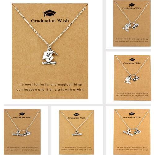 Graduation Gift for School Leavers 2019 2020 Trencher Cap Square College Cap Diploma Senior Graduate Chokers Necklaces for Women
