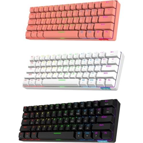 STK61 61 Keys Bluetooth 5.0 Wired/Wireless Mechanical Keyboard with Backlit, Type C Cable, Compatible with Win/Android/Mac