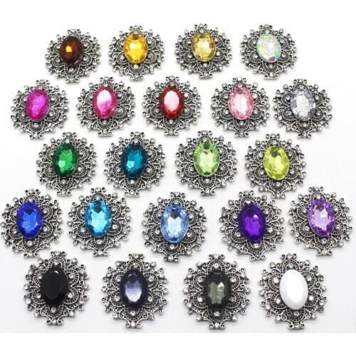 Metal Alloy 10Pcs/Set 28*24MM DIY Acrylic Embellishment Process, Wedding Decoration Rhinestone Buttons, Scrapbook Accessories