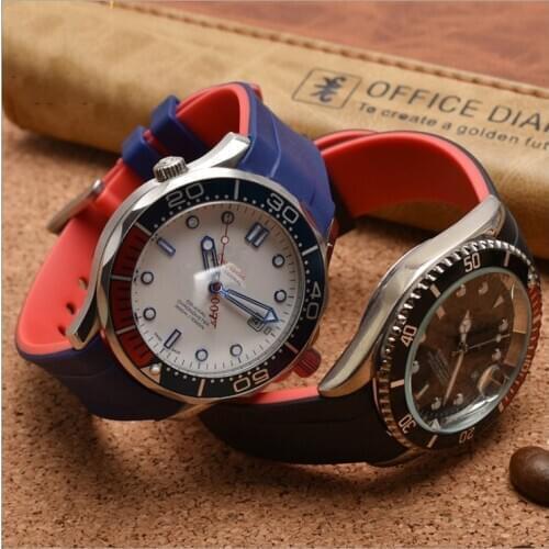 20mm 22mm Sport Silicone Strap Curved End Stainless Steel Buckle Waterproof Rubber Men Replacement Wrist Band Watch Accessories