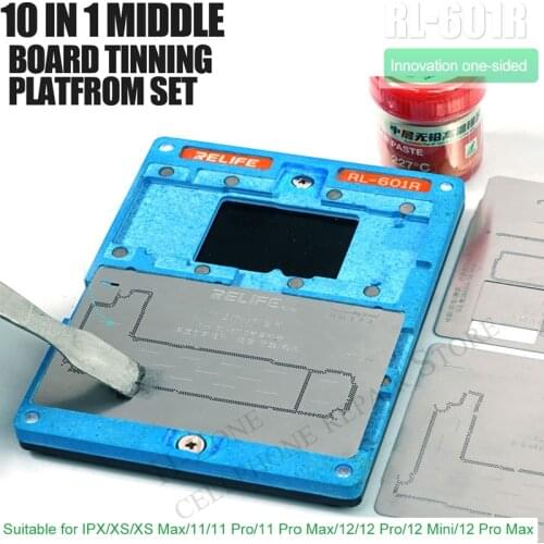 RL-601R 10 In 1 Strong Magnetic Adsorption Multiple Modles Middle-Level Tin Planting Table Middle Stencil For Iphone X-12ProMax