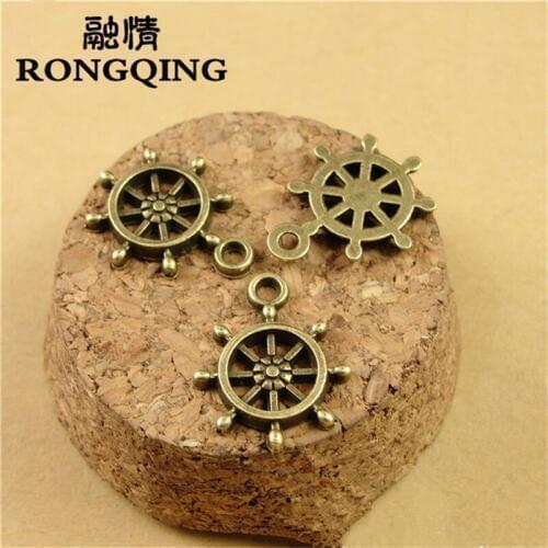 RONGQING 18*16MM 100pcs/lot Ship wheel Pendants Necklaces Handmade Fashion Jewelry Charms DIY
