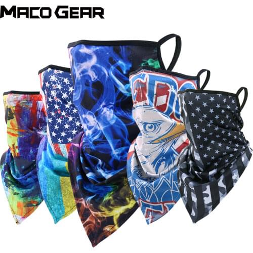 Fashion Men Printed Bandana Cycling Hanging Ear Face Mask Ski Neck Gaiter Hunting Bicycle Running Hiking Scarf Summer Cool Women